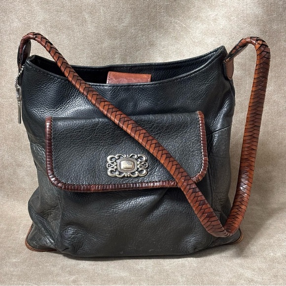 Fossil 1954 Black PEBBLED Soft Leather Hand Bag BUCKET ANTIQUED Shoulder Purse - Picture 1 of 6